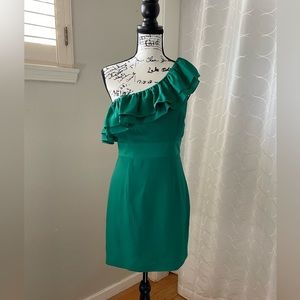Emerald Green Ons Shoulder Dress